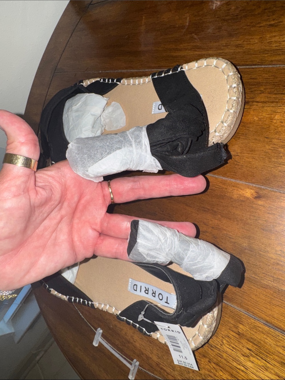 Torrid Black BNWT LaceUp The Ankle Espadrille Sandals Fit Like 12 WW BRAND NEW - Picture 15 of 16